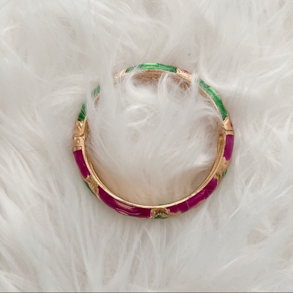 Cloisonne Floral Bangle Bracelet - Picture 1 of 2